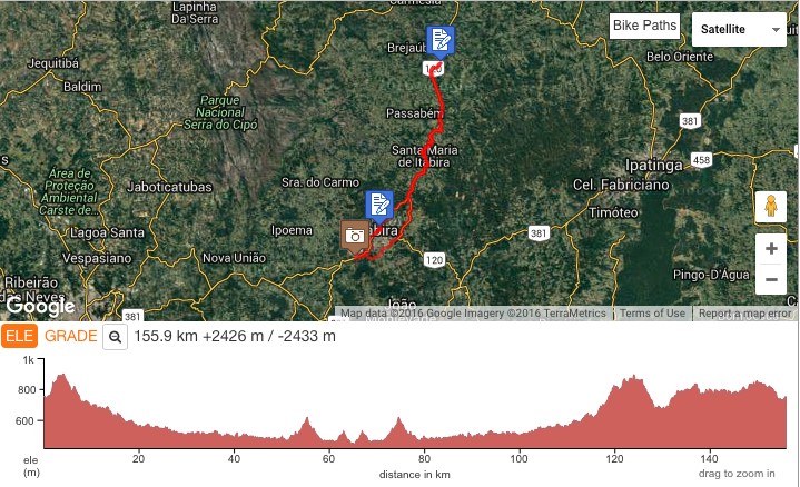 Mapa dos dois percursos do evento, que mistura cicloturismo e resistência