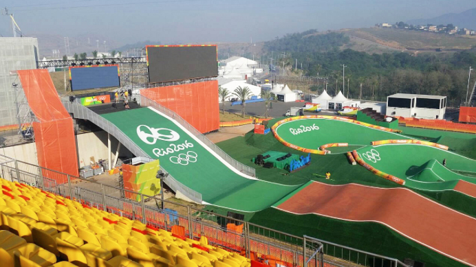 Pista BMX supercross na Rio 2016, onde acontecem as provas finais nesta sexta