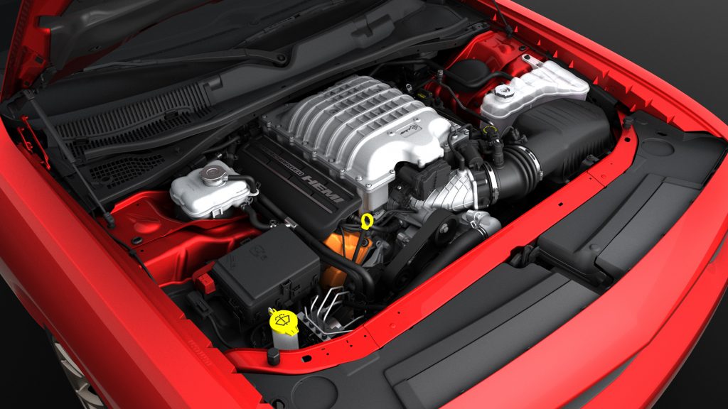Supercharged 6.2-liter HEMI® Hellcat V-8 engine produces 707 horsepower and 650 lb.-ft. of torque