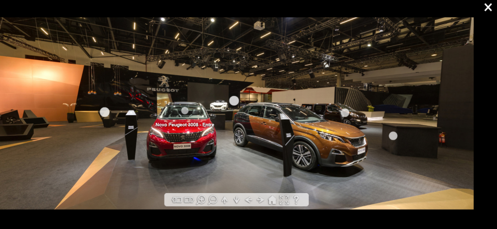 Peugeot oferece a tecnologia do tour virtual para mostrar seu estande aos clientes que não puderam comparecer ao salão
