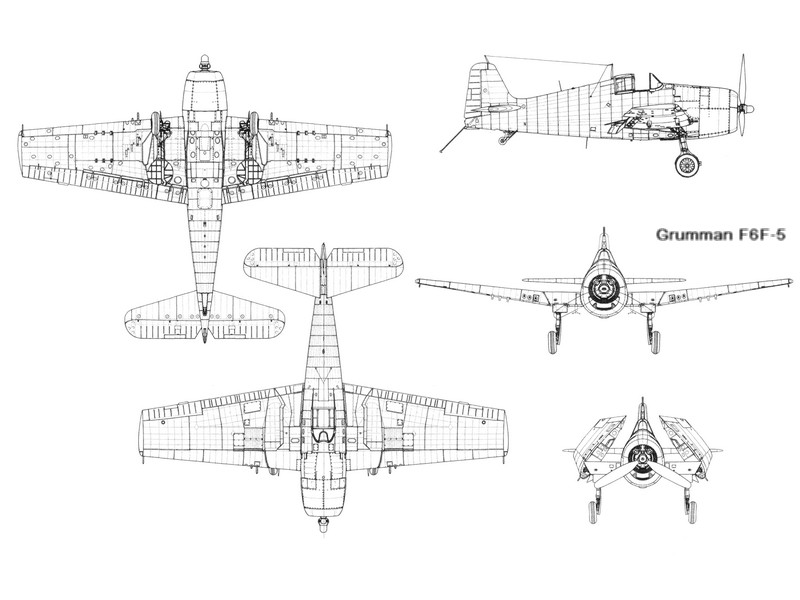 Desenho do projeto do Grumman F6F Hellcat 
